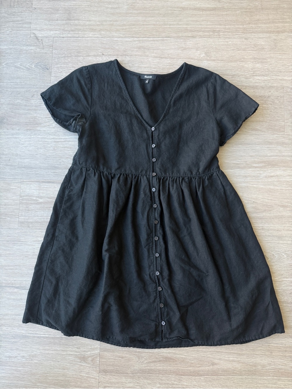 Madewell Black Button-Front Womens Dress - Short Sleeve